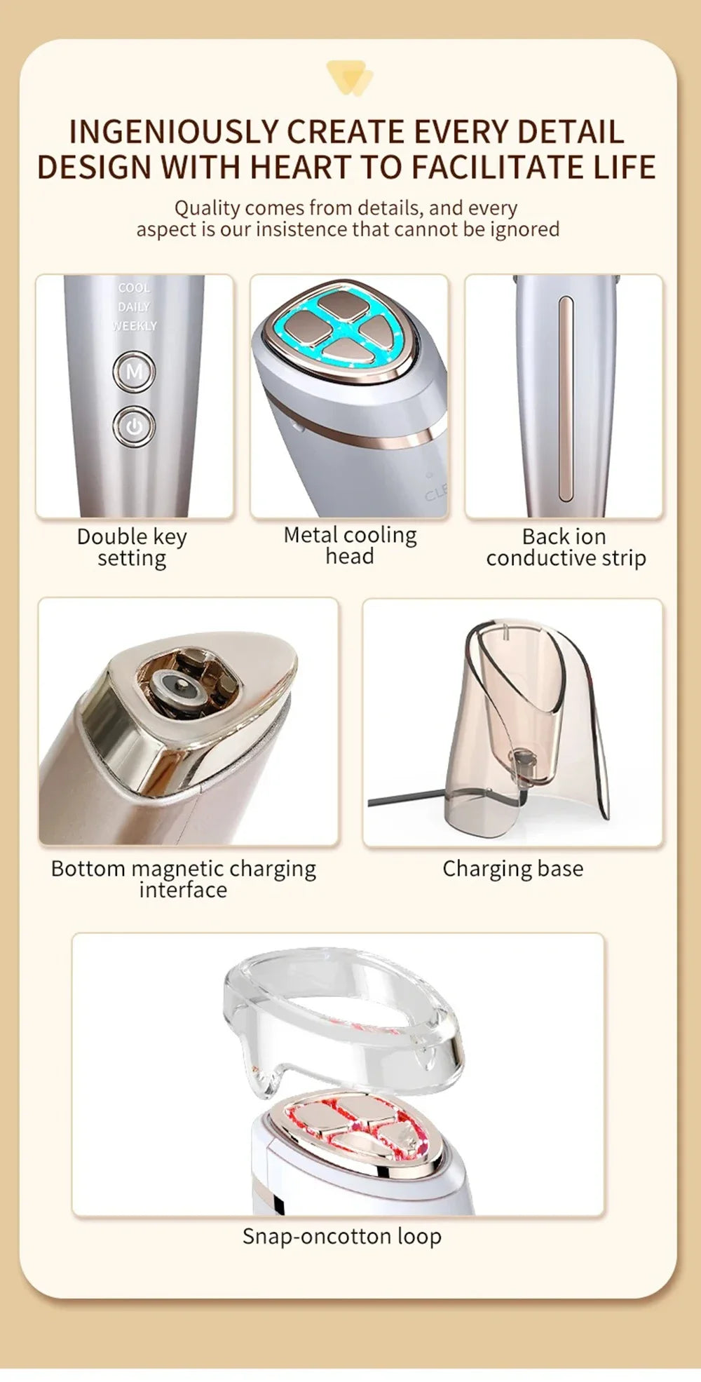 Home Beauty Instrument High Frequency Lifting Machine RF Face Massager Skin Care Tool for HIUFU Facial Lifting and Eye Tightenin