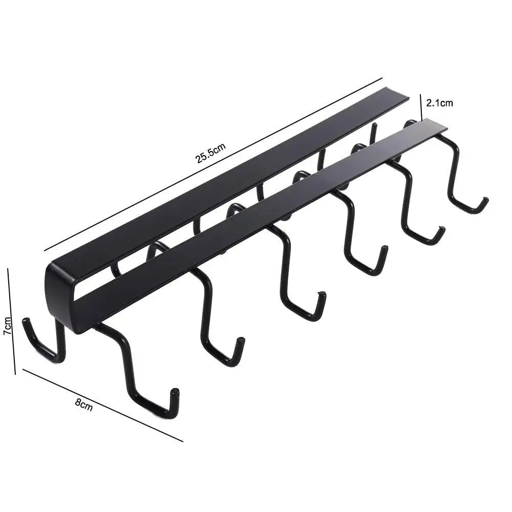 1 PCS Multifunctional Kitchen Organizer High Quality Double-row Cabinet Hook Durable Hanging Cup Holder