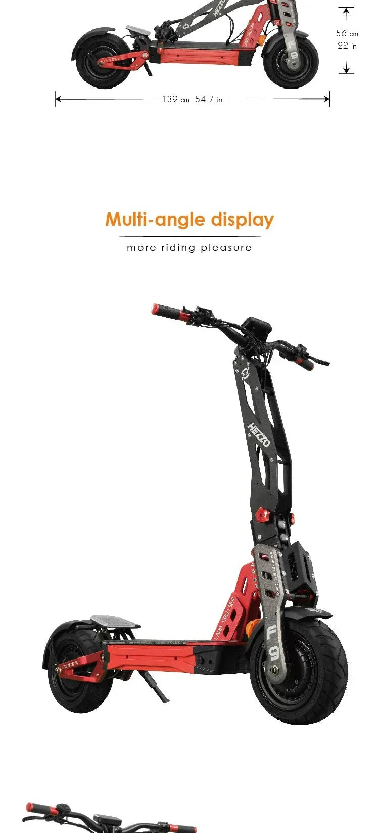 F9 Electric Scooter HEZZO 60V 8000W 40AH Dual Motor Lithium Battery 100km/h 12-inch Fat Tire Electric Scooter