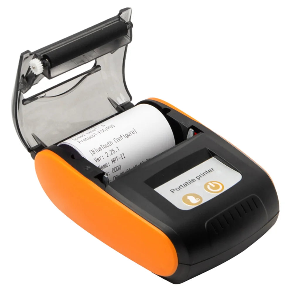 Receipt Printer 58mm Mini Thermal Printing Wireless BT USB Mobile Printer with 2 Inch Thermal Paper Roll for Android/iOS/Windows