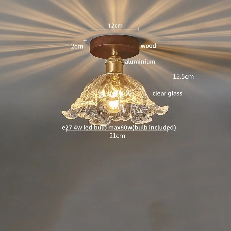 IWHD Walnut Copper LED Ceiling Lights Decoration Aisle Corridor Living Room Light Home Lighting Modern Ceiling lamp Luminaria