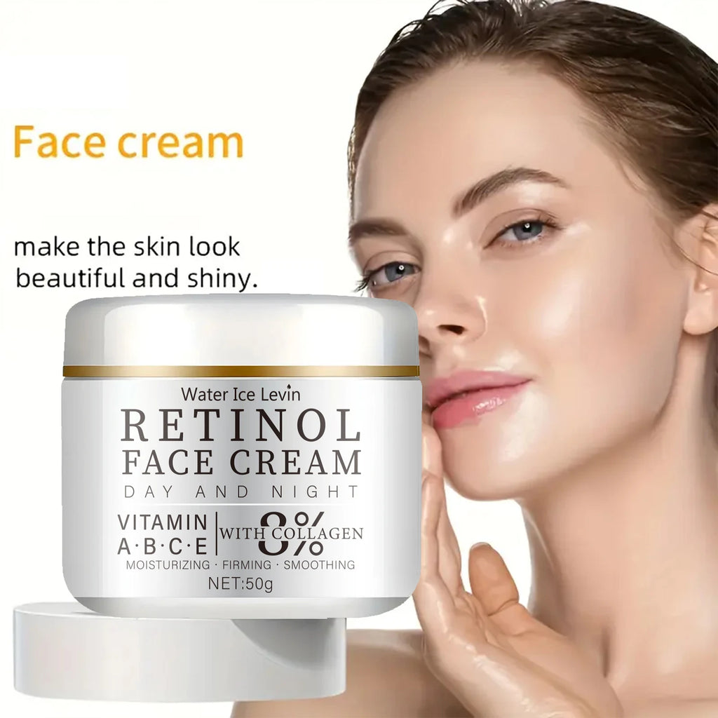 Retinol Face Cream. Vitamins A B C E Collagen. Moisturizing Firming Smoothing Skin Texture. Day Night Formula. 50g.