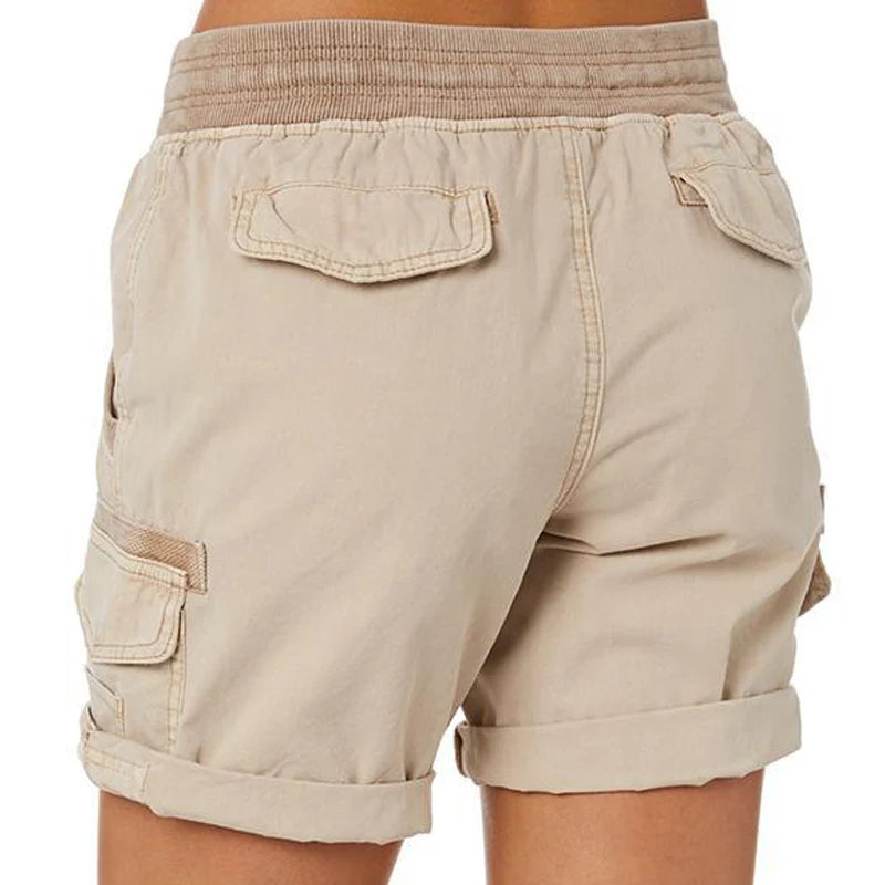 Womens Cargo Pants Shorts Soft Comfortable Casual Cotton Elastic Waist Shorts Summer Bottoms Jeans High Waisted Cargo Pants