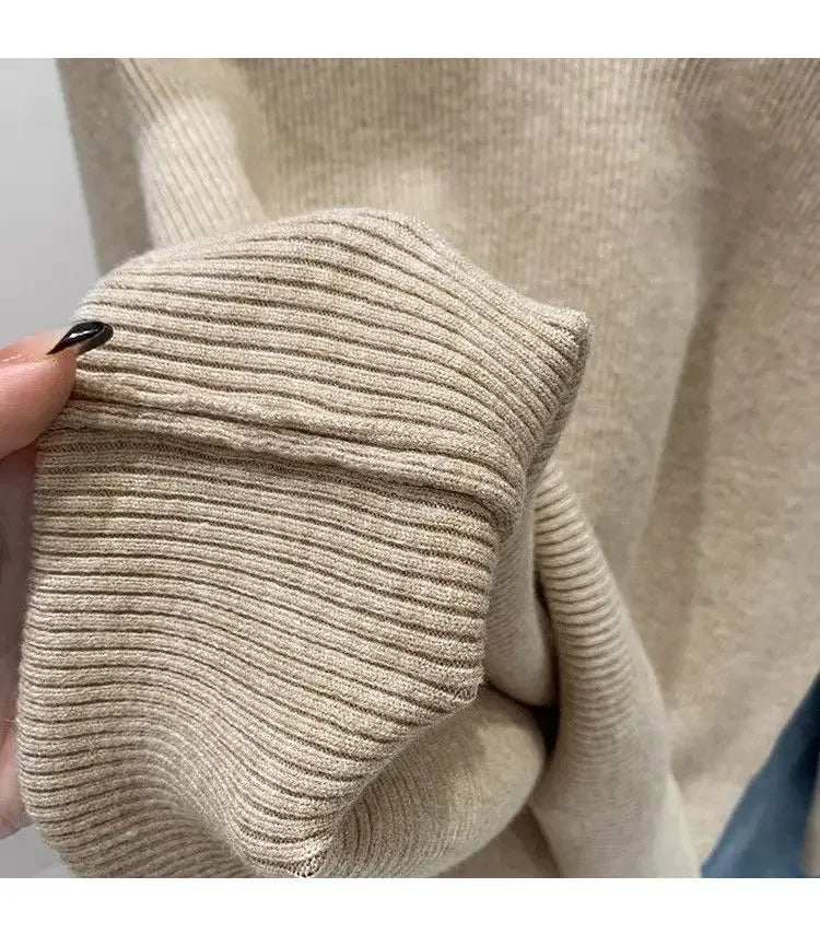 Polo Collar Knit Sweater Women Pullovers Casual Button Front Long Sleeve Rib-knit Jumper Chic Knitwear Trend Autumn Winter Tops