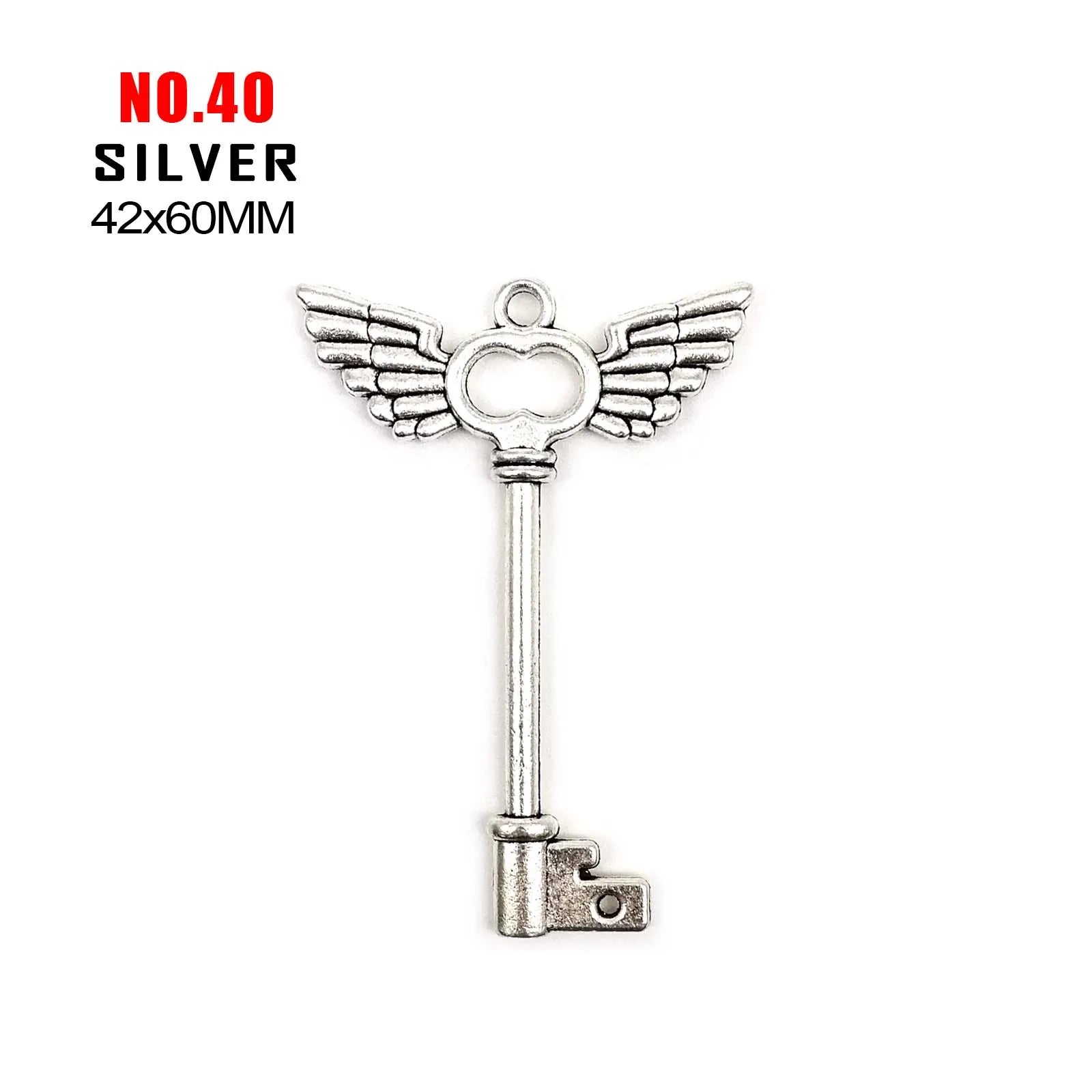 10pcs Old Looking Old-fashioned Decorative Vintage Key Steampunk Charms Pendant Jewelry Making Antique Brass Bronze Silver