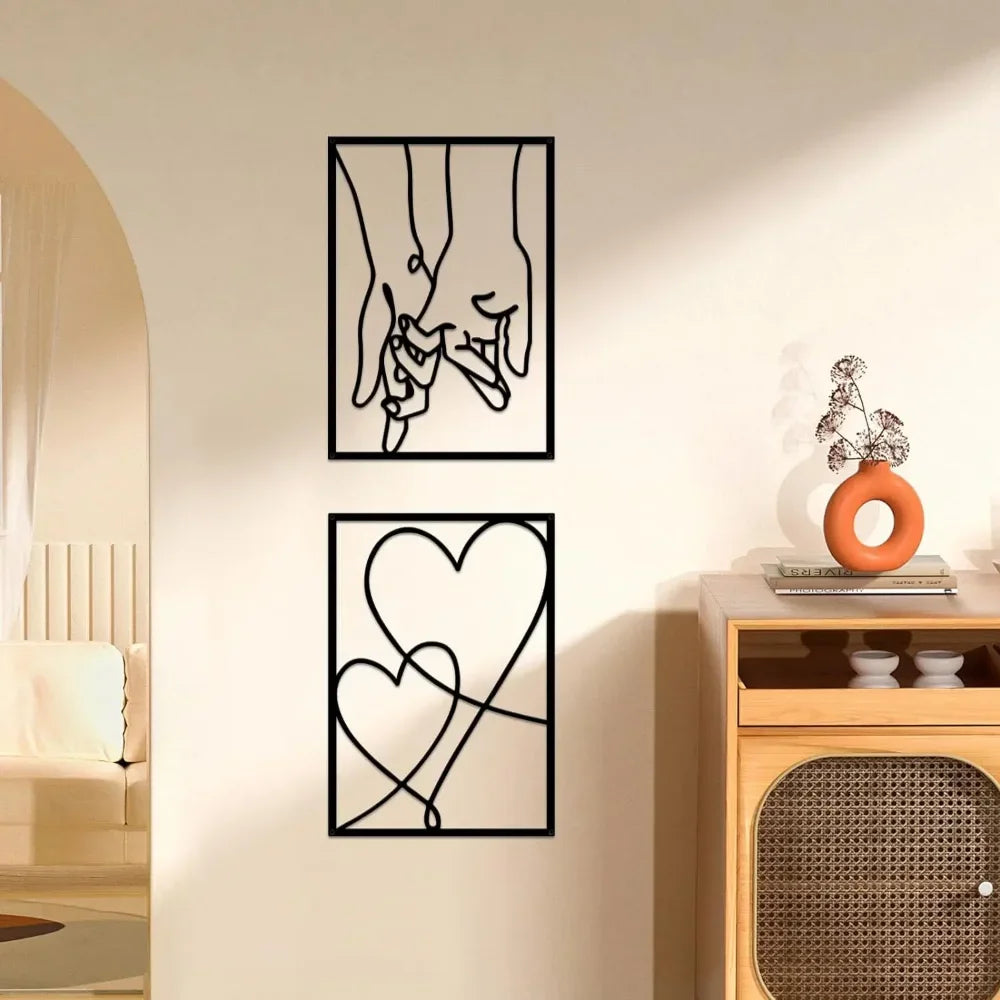 Metal Minimalist Wall Art: Valentine's Day Lover Kiss Design. Modern Décor.Valentine's Kiss Design for Modern Home.