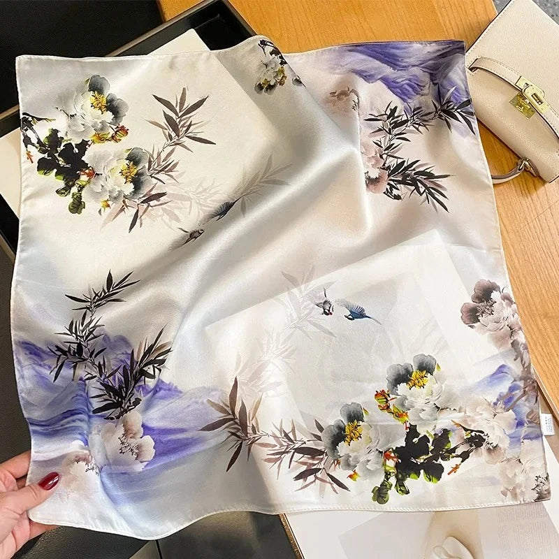 Nature Silk Neck Scarves Lady Foulard Lovely Strawberry Print 100% Real Silk Square Scarf for Women Bag Ribbon Hairband Kerchief