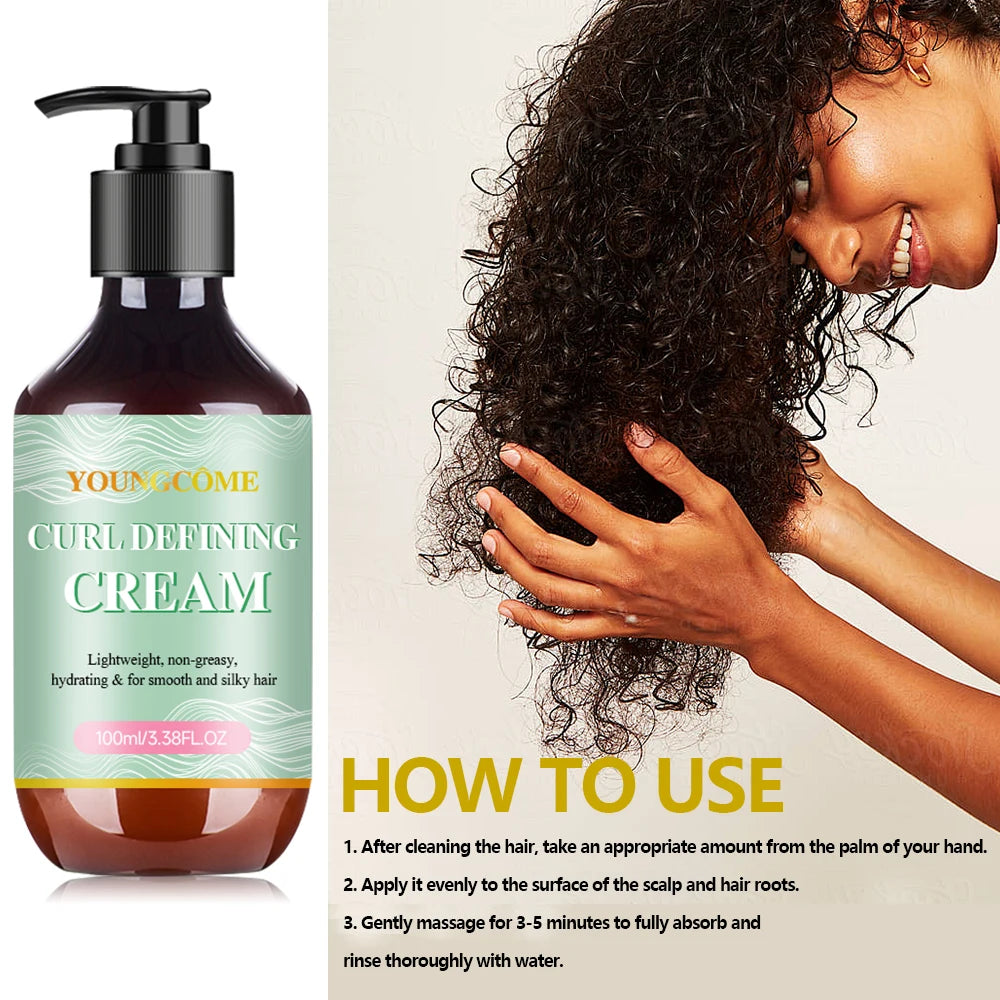 Curl Defining Cream for Curly Hair Styling Curling Moisture Lotion Anti Frizzy Bounce Sculpting Boost Hair Conditioner Care100ml