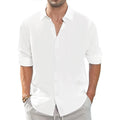 Spring Fall Men's Shirt Long Sleeve Lapel Collar Solid Color Basic Style Casula Breathable Lightweight Simple Fahion Shirts