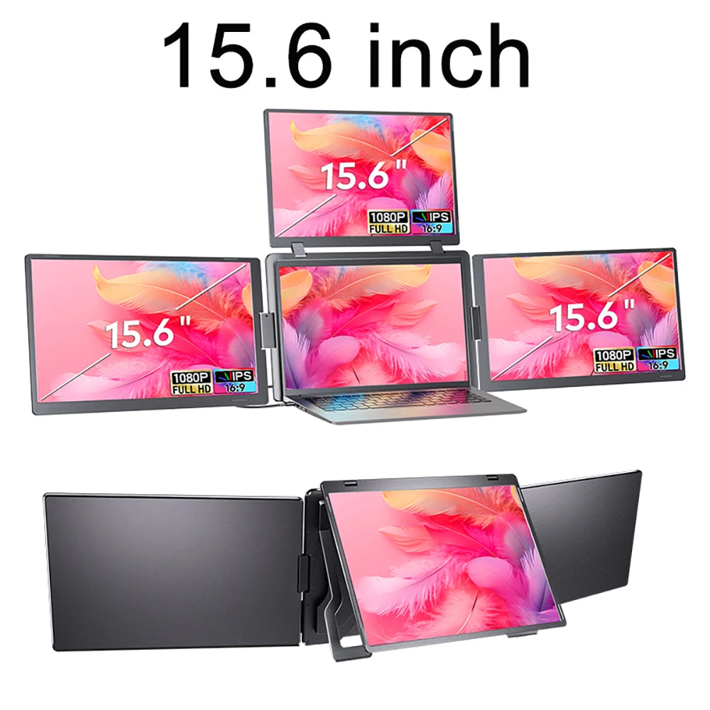 Rospider 14 to 18.5 inch Triple Screen Extender Laptop Monitor FHD Quad Display Portable Foldable Extended for MacBook Windows