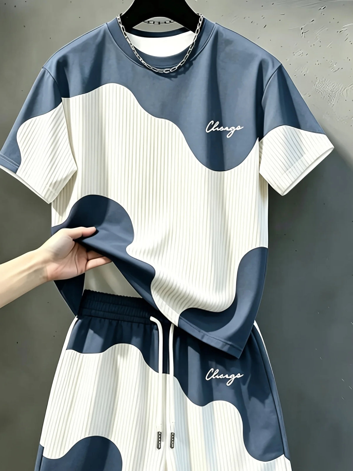 Summer men's suit with letter print multi-color lightweight breathable casual and fashionable streetwear clothing
