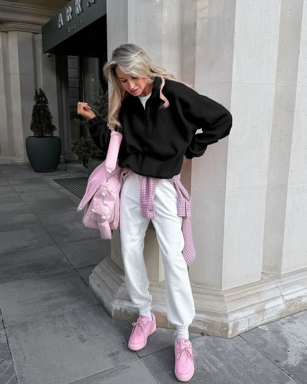 Women Autumn Winter Fleece Hoodies Elegant Stand Collar Zipper Loose Sweatshirt Elegant Solid Pullover Casual Top Streetwear