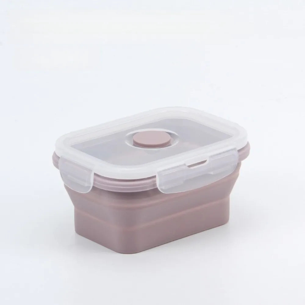 4pcs Microwaveable Silicone Lunch Box Large Capacity Rectangular Food Storage Container with Lid High-temperature Resistant