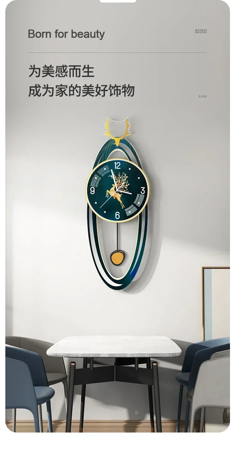 Modern Light Luxury Clock Wall Clock Living Room Creative Simple Home Fashion Atmosphere Wall Wall Clock Lamp Home Decor R8O8C2