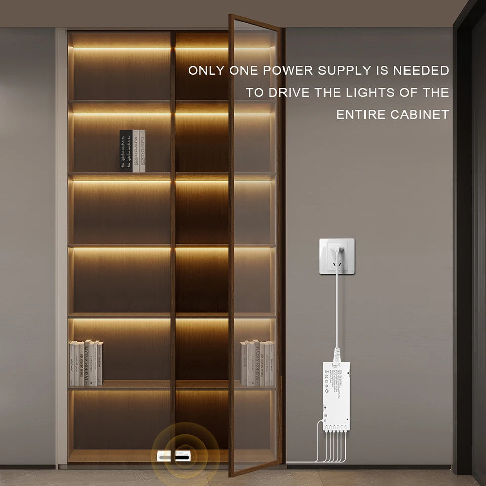 Smart Door Proximity Sensor Control LED Under Cabinet Lights 12V COB LED Strip Showcase Wardrobe Lamp Backlight For Room Kitchen