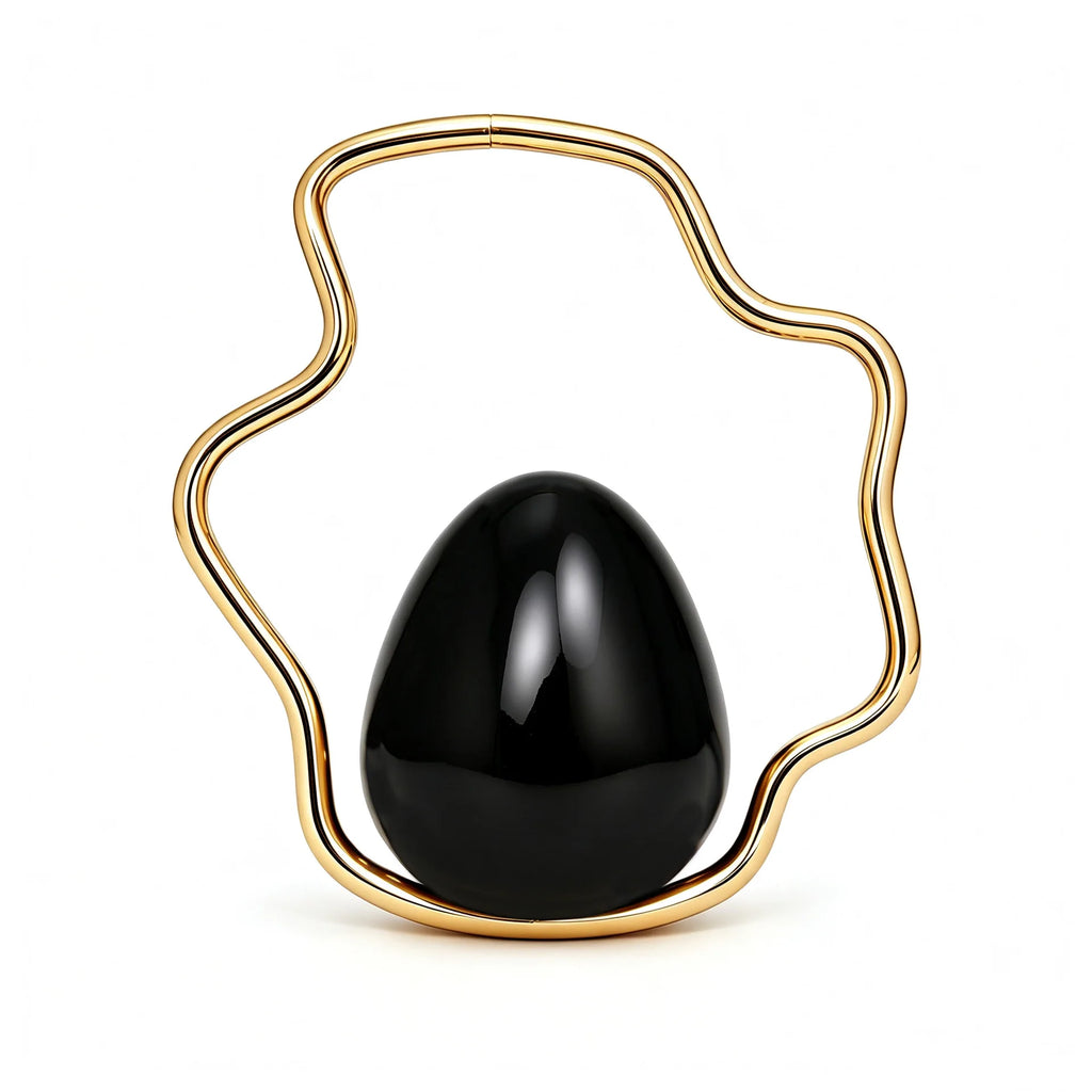 Egg Shape Acrylic Iron Box Handbag,Women Irregular Metal Frame Evening Bag,Luxury Wedding Elegant Party White Clutch Purse