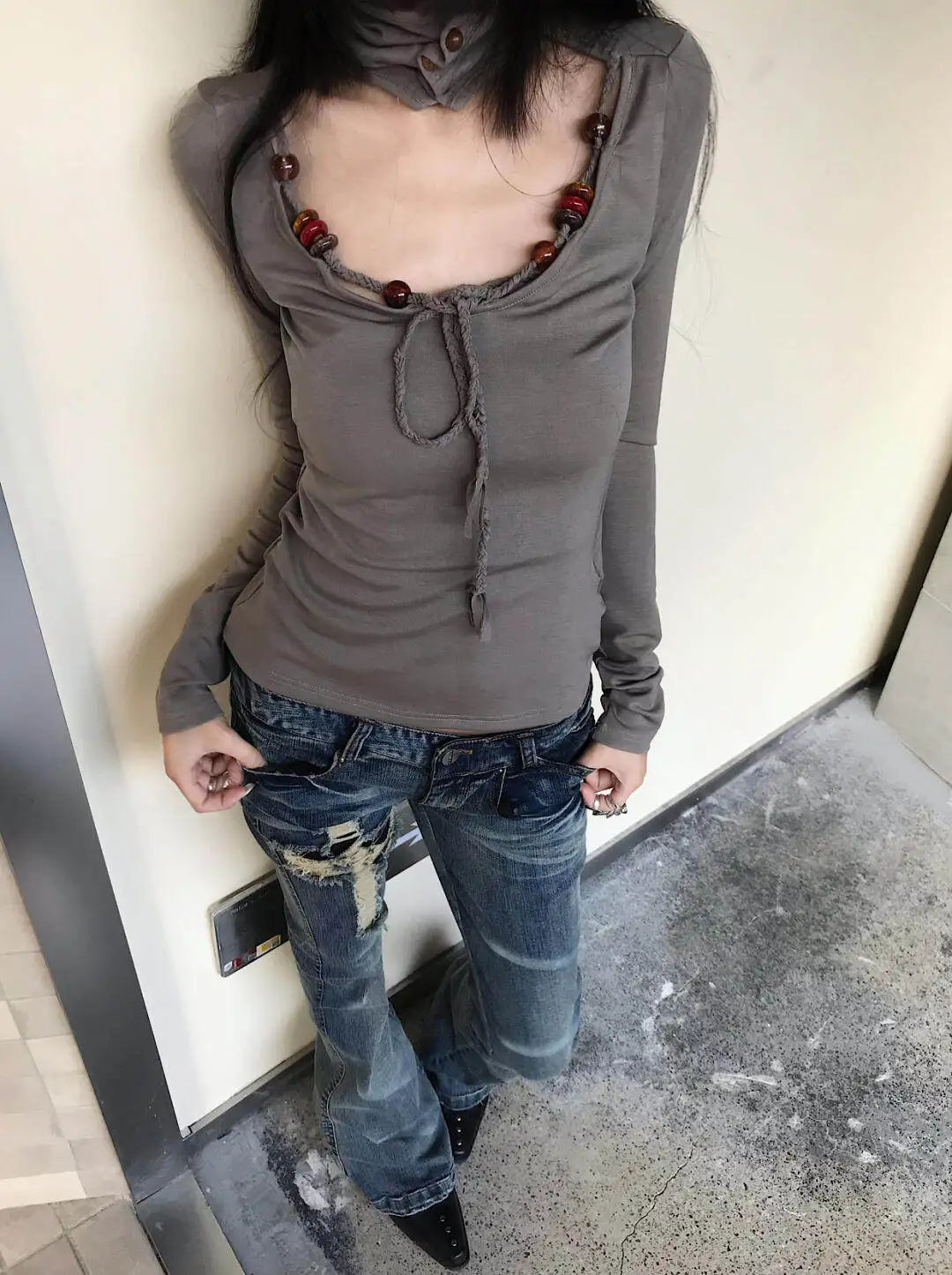 Tonngirls 2000s Japanese Jeans Pants Women Low Waist Denim Pant Streetwear American Retro Y2k Trousers Jeans Slim E-girls Jeans