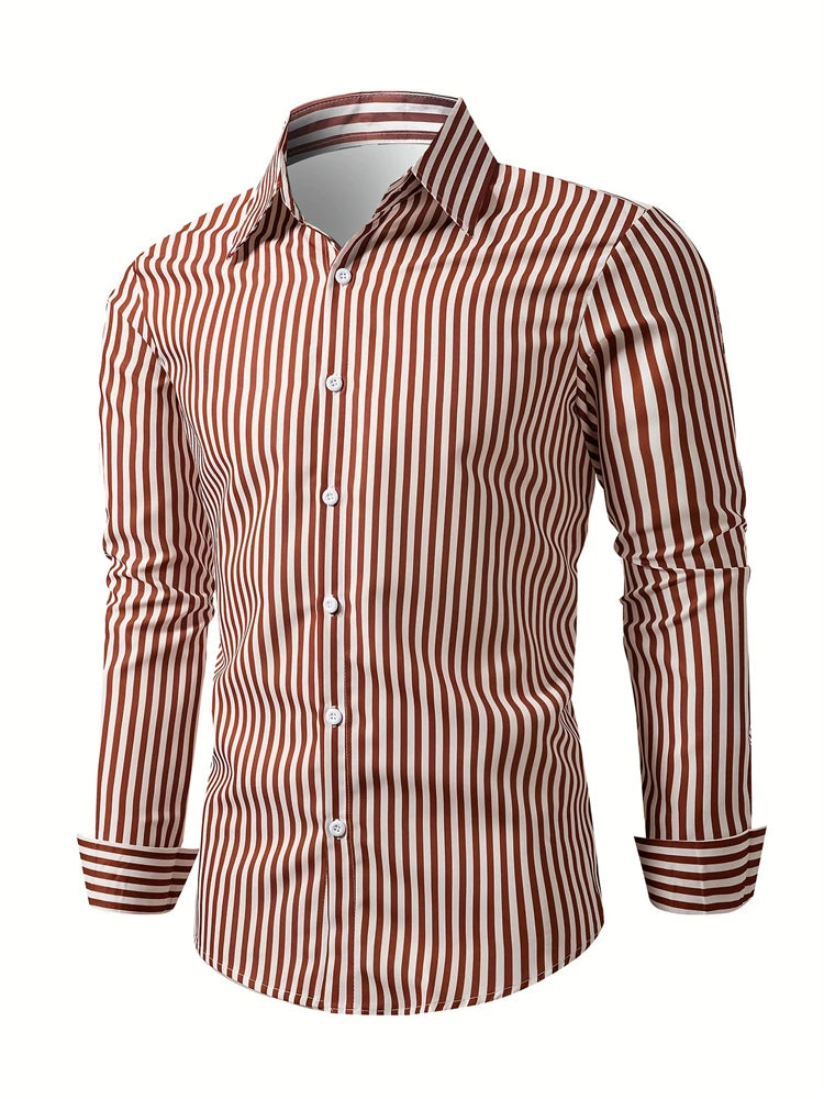 Fashion Square stripe patterns 3D Print Mens Long Sleeve Shirt Autumn Button Down Casual Animal Shirt Lapel Mens Clothing Tops