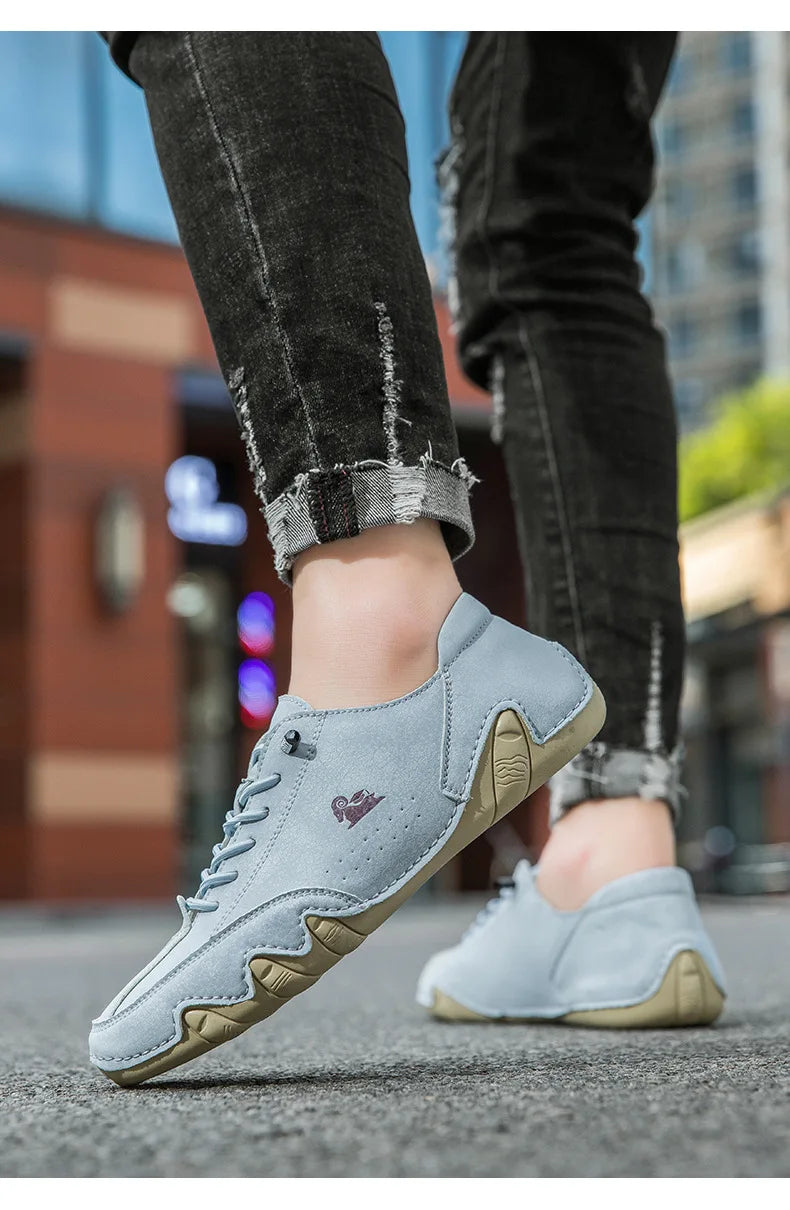 Men Leather Casual Shoes Luxury Low Top Sneakers Comfortable Mens Shoes Big Size Designer Loafers Moccasin Shoe Man 2026 New