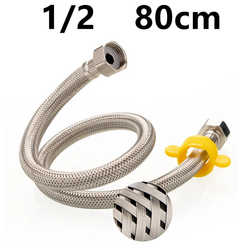 304 Stainless Steel Faucet Braided Water Pipe 1/2 Inch Hot and Cold Water Faucet Inlet Hose Heater Flexible Connecting Pipe