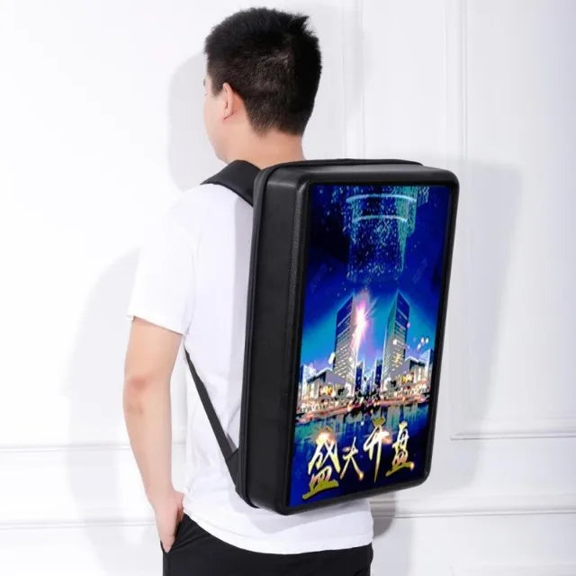 21.5 inch LCD high definition screen intelligent outdoor mobile portable waterproof, backpack advertising machine