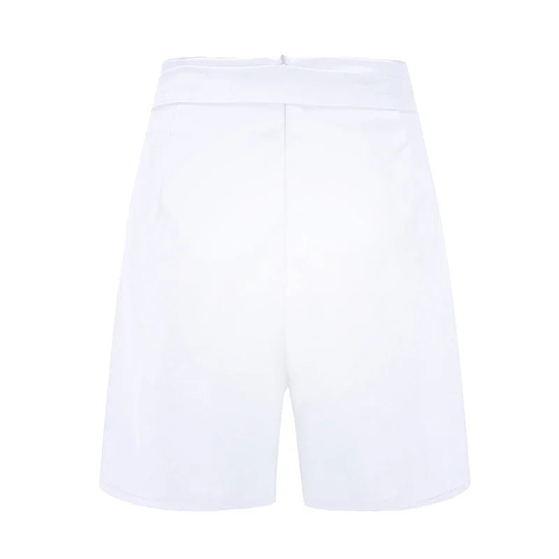 Y2K Solid Button Front Shorts Tie Waist Beach Summer High Waist Shorts Women's Clothing 2025