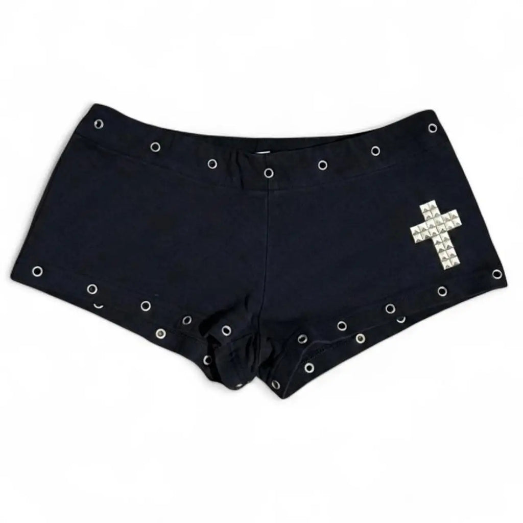 Black Casual Fashion Willow Nail Print Y2K Sexy Slim Fit Versatile Low Waist Gothic Hip-Hop Street Men's and Women's Fashion Emo