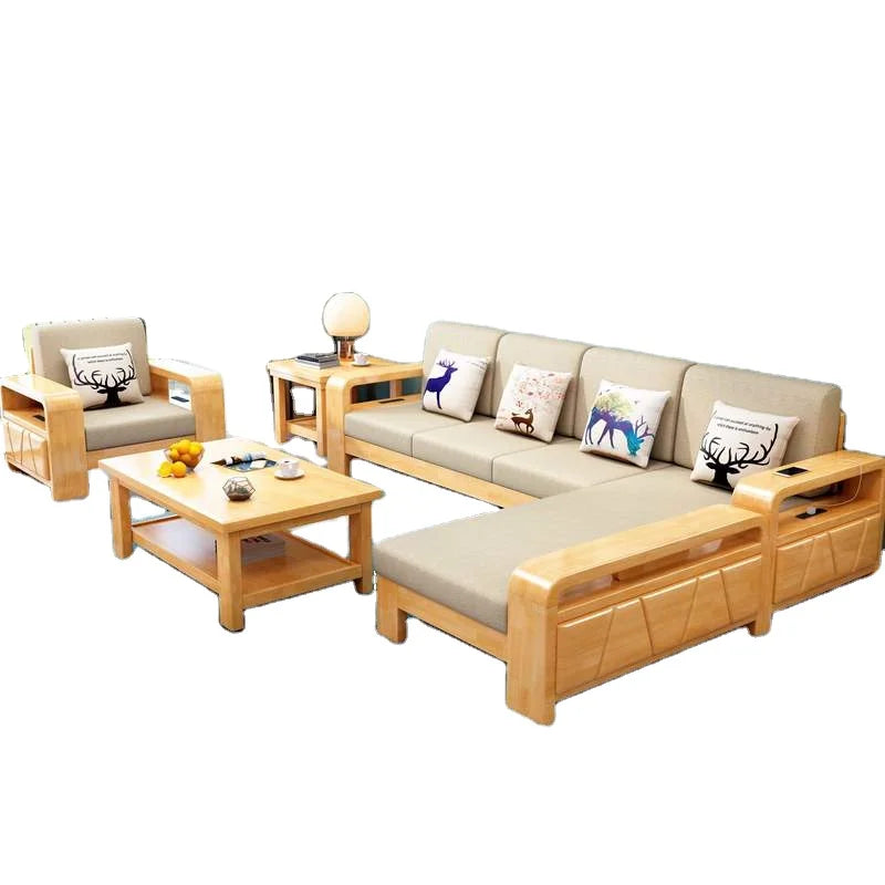 For Modern Home Wooden Sofa Set  Furniture Luxury Living Room Sectional Chesterfield Household Solid Wood Small Size