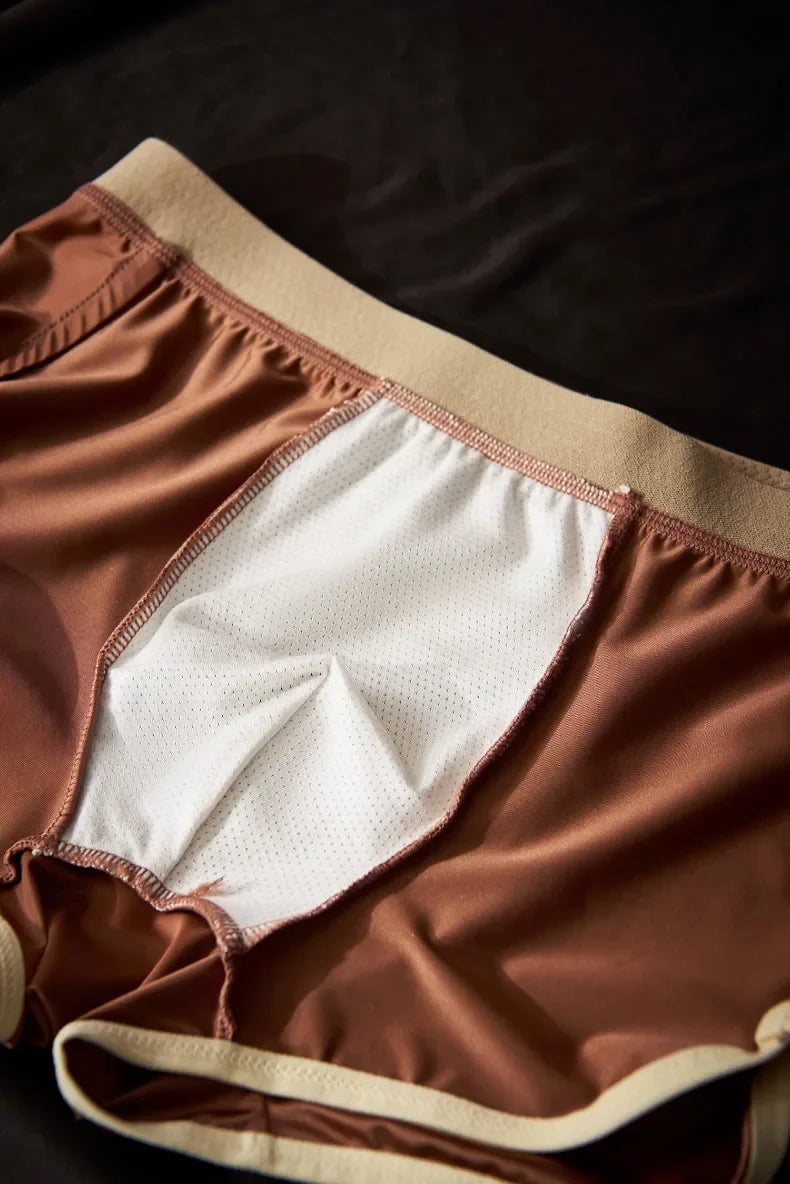 4Pack Ice Silk Men Underwear 10A Grade Antibacterial Mulberry Silk Blended Lining Mens Boxers Trendy Mens Boxershorts