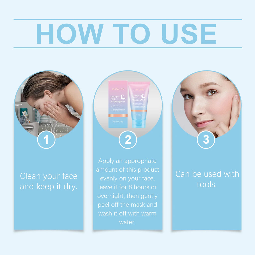 Collagen Night Wrapping Peel Off Mask Overnight Hydration Firming Skin Brightening Pore Refining Korean Daily Facial Care Mask
