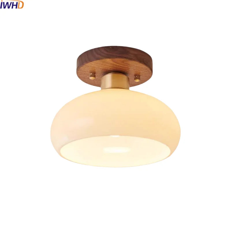 IWHD Walnut Copper LED Ceiling Lights Decoration Aisle Corridor Living Room Light Home Lighting Modern Ceiling lamp Luminaria
