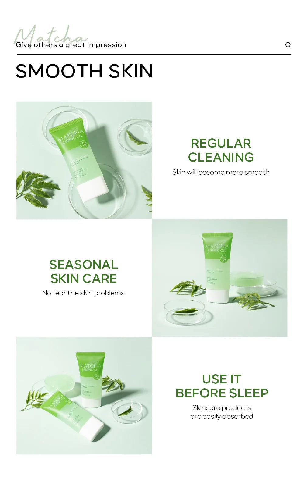 Matcha Peeling Gel Gentle Oil Control Body Face Scrub Cleansing Pores Treatment Acne Remove Blackhead Facial Exfoliation Gel