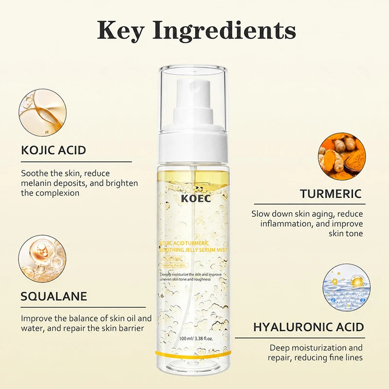 PDRN Kojic Acid Turmeric Serum Mist 100ml Rice Hyaluronic Acid Hydrate Refreshing Face Toner Deep Nourish Daily Pre-makeup Spray