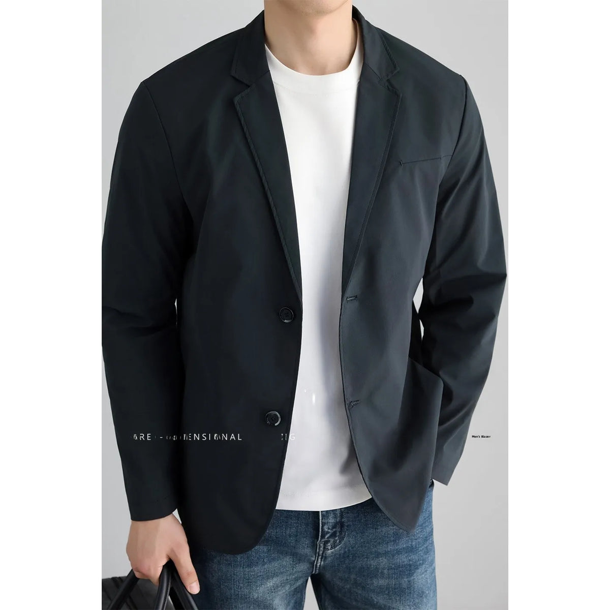 Lightweight Windproof Anti-Wrinkle Slim Fit Men's Business Casual Notch Lapel Suit Jacket Commuting Autumn Polyester Fiber