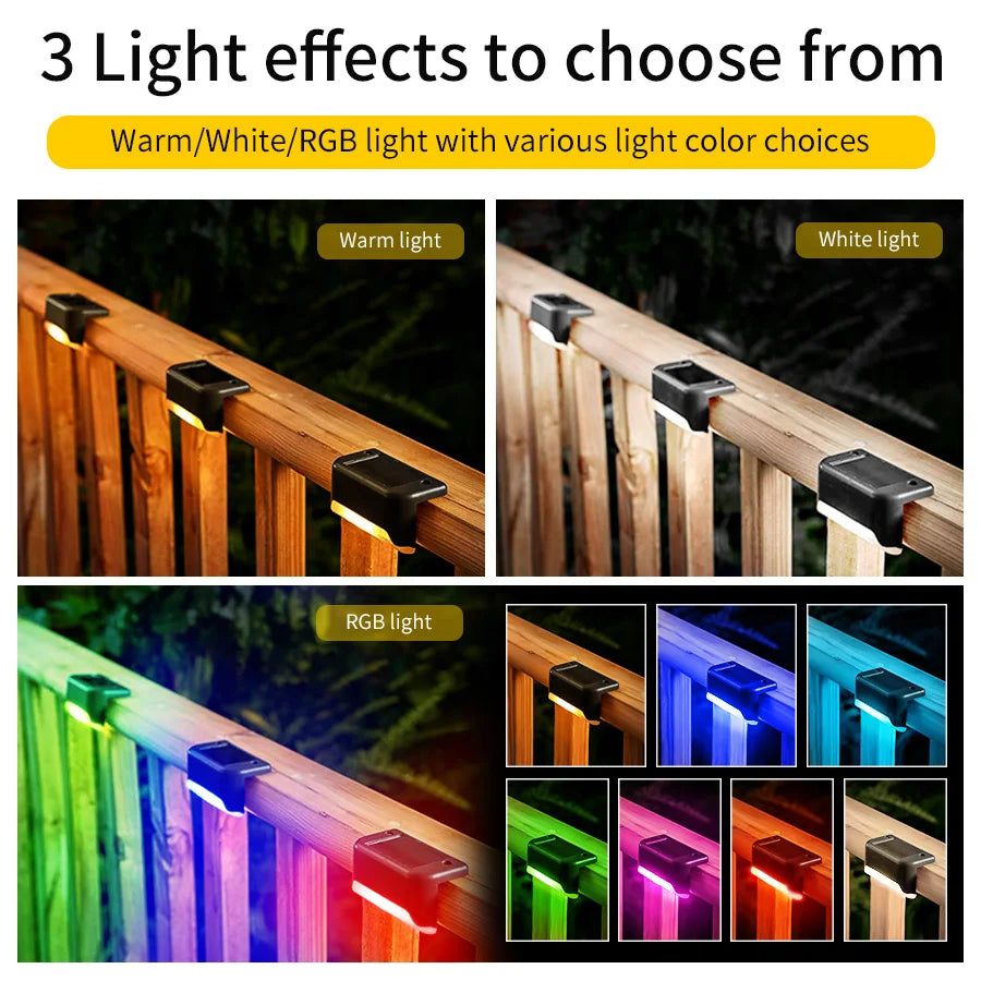 LED Solar Staircase Light Waterproof Passage Patio Courtyard Guardrail Step Lamp for Outdoor Garden Borders Terrace Fence Light