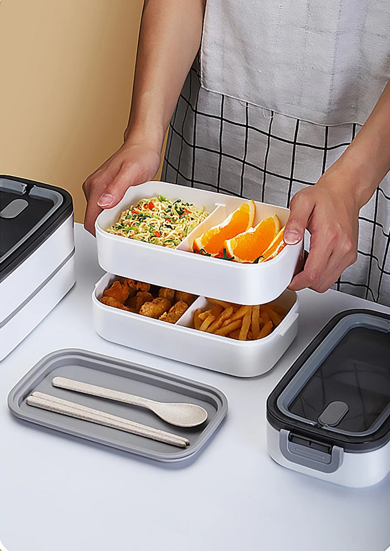 Stackable Bento Lunch Box with Handle Japanese Lunch Box Kit with Spoon & Chopstick Lunch Containers Storage Box for Kids Adult