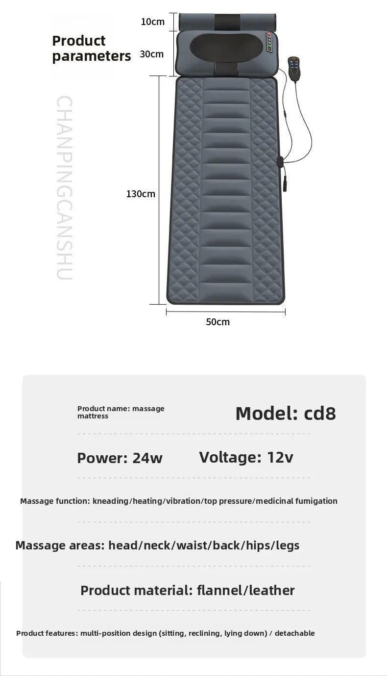 Crossborder Electric Massage Mattress Smart Home Use Full Body Heated Neck Back Waist US Massager Neck Massage Pillow Massager