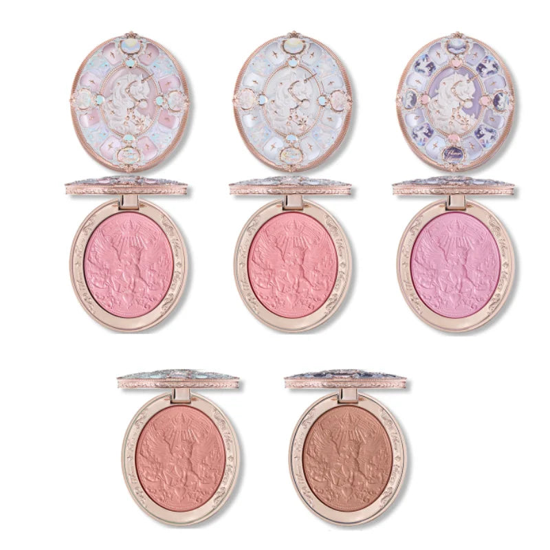Flower Knows Knight Unicorn Makeup 5pcs Gift Set Lipstick Blush Cloud Setting Powder Lipliner Eyeshadow,Cosmetics Kit Maquillage