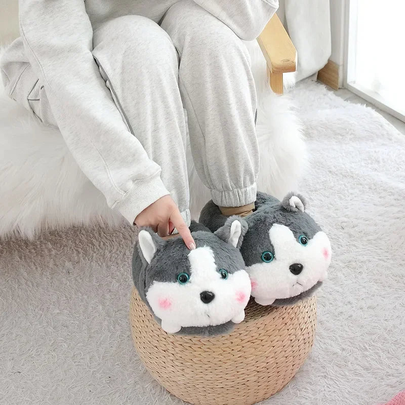 Cartoon Couples Home Slippers Men Women Winter Indoor Warmth Piglet Cotton Shoes Plush Floor Anti Slip Slippers Soft Bottom2024