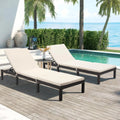 Outdoor Rattan Chaise Loungers with Adjustable Cushion Backrest Pool Terrace Deck