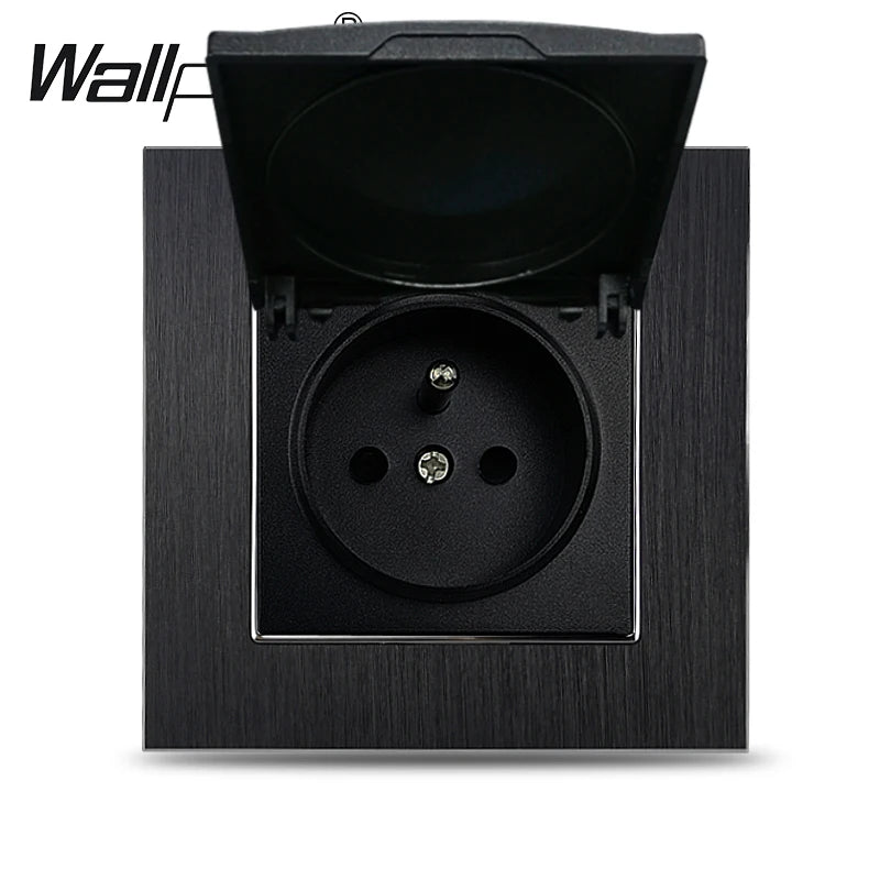 Euro USB Type-C Socket Black Matte Metal Panel Double Triple Electrical Wall SocketS EU Type A+C Outlet with Cap Cover Round Box