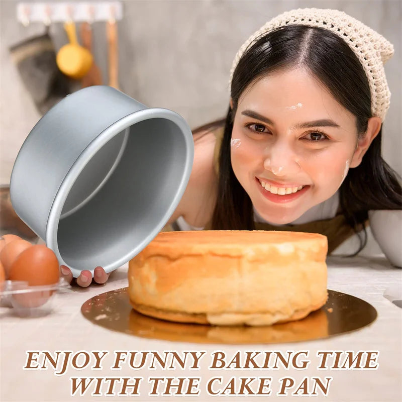 1/2/4/6pcs Fixed 4-Inch Cake Mold Aluminum Solid Base Small Cake Pan Reusable Round Cake Tins Kitchen Gadgets Perfect For Baking