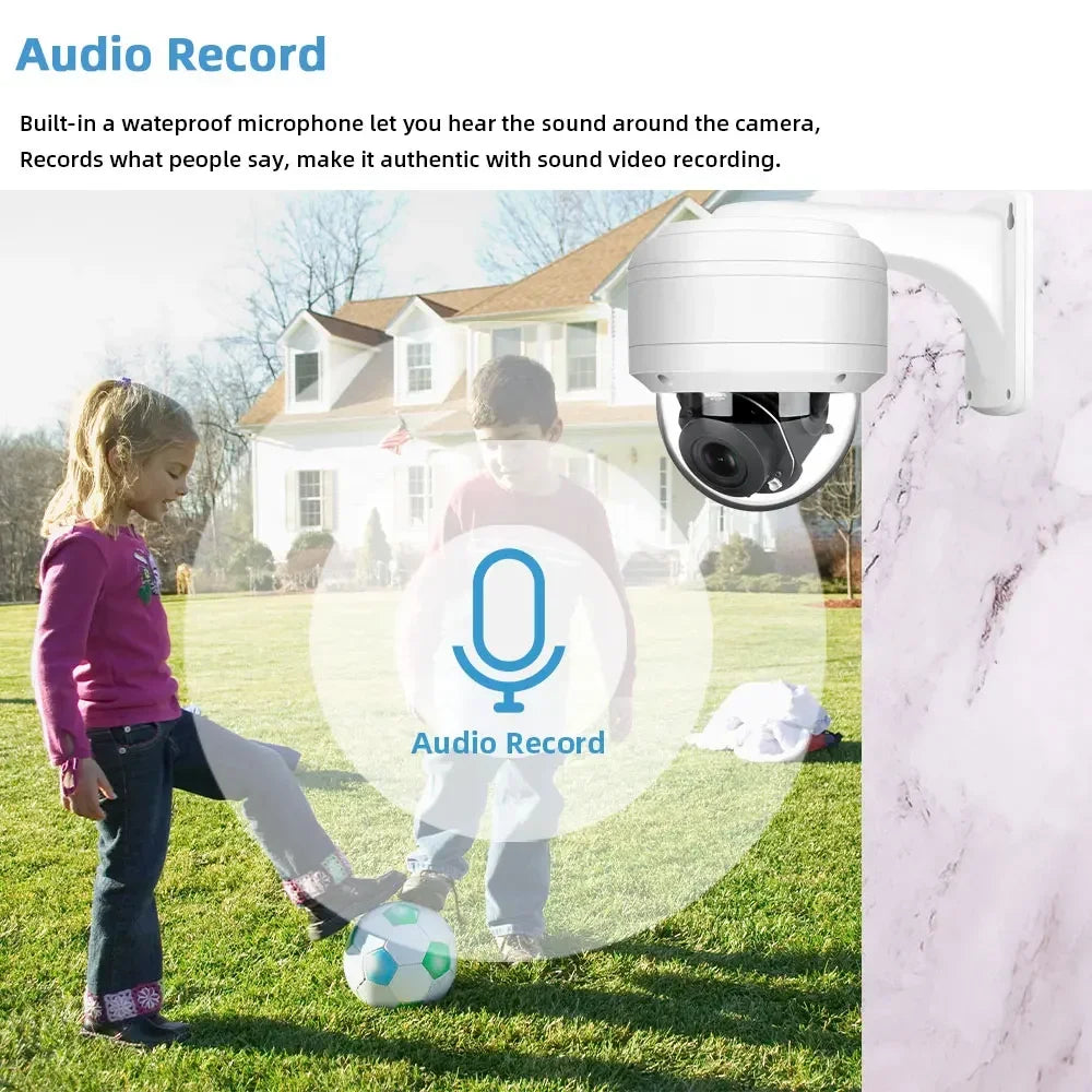 4K 8MP POE PTZ Dome Camera 12X 10X Optical Zoom Waterproof Outdoor CCTV Camera POE Security Surveillance System 5MP IP Dome Cam