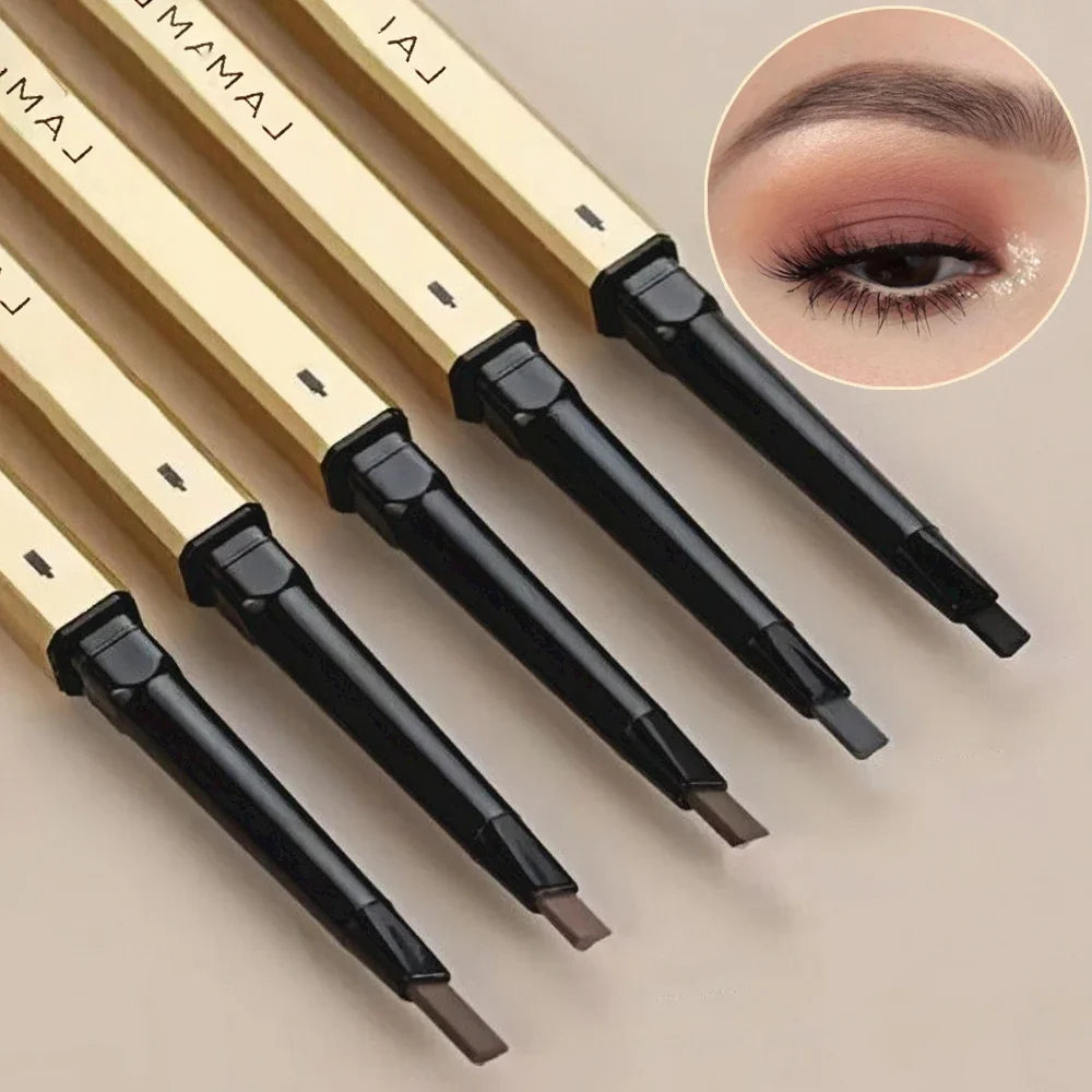5 Colors With Brush Double Head Eyebrow Pencil Waterproof Smooth Eyebrow Stick Sweatproof Eyebrow Gel Tattoo Pencil Cosmetics