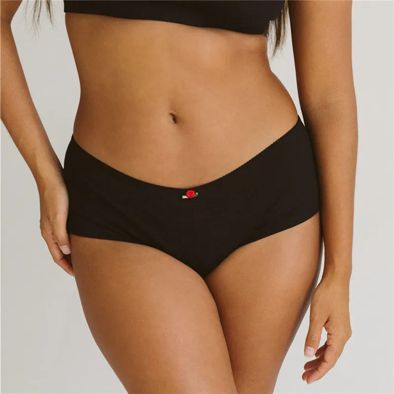 Gaono Coquette Aesthetic Boyshort Panties Women Mini Flower Bow Lace Edge Soft Cotton Mid Rise Briefs Cute Vintage Intimates