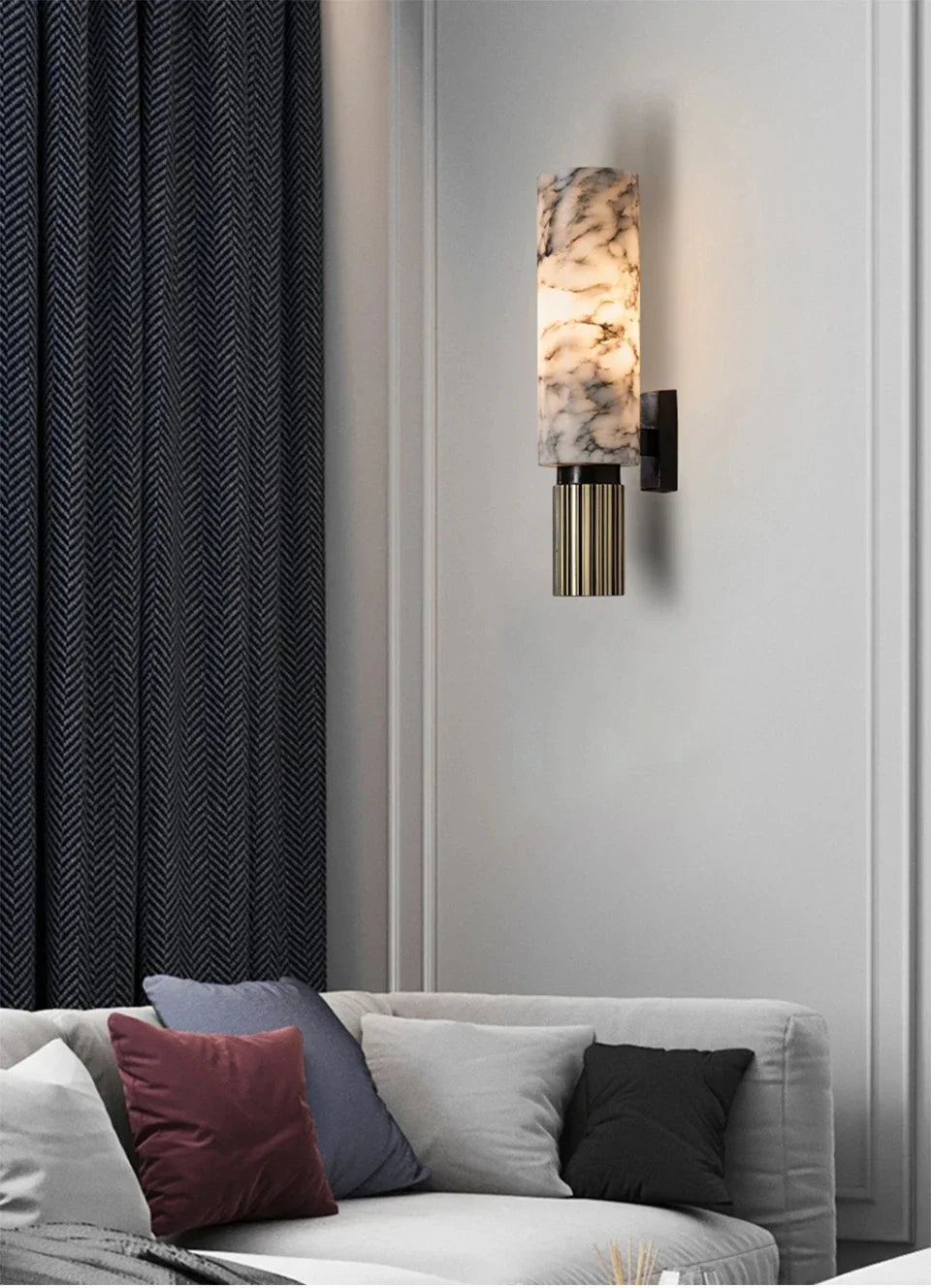 Luxury Natural Marble Wall Lamp Modern Black Cuboid Natural Stone Wall light Foyer Villa Aisle Corridor Bedroom Decoration Light