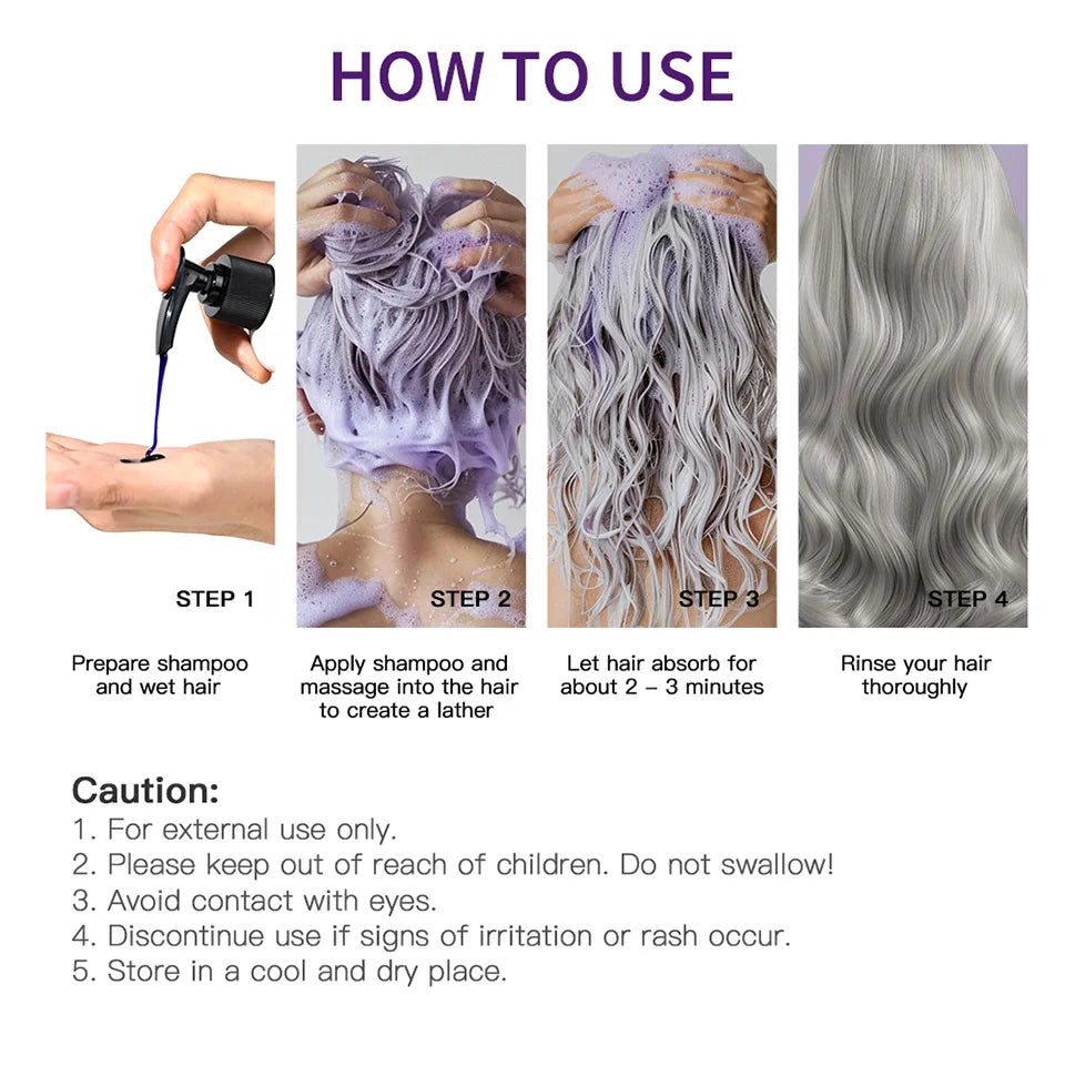 Hair Care Color Lock Purple Shampoo 300ml Anti-Brassiness Yellow Tones Removal Hair Color Protection & Moisturizing Hair Shampoo