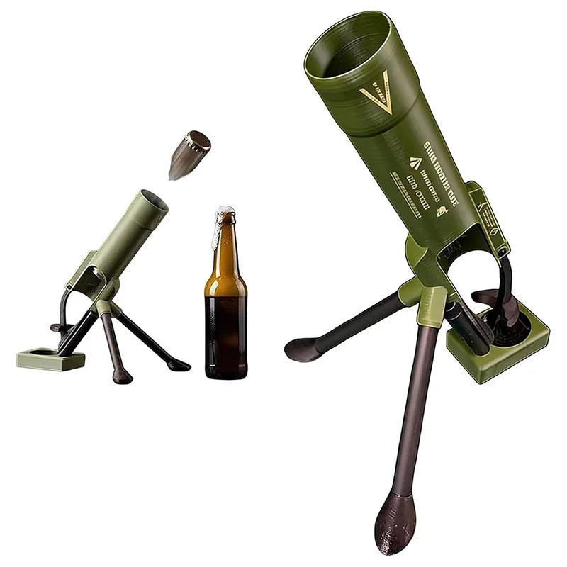 Beer Bottle Mortar Bottle Opener, 33/51mm Mortar Beer Bottle Opener Heavy-Duty Tactical Cap Launcher Hands-Free Push Down Opener