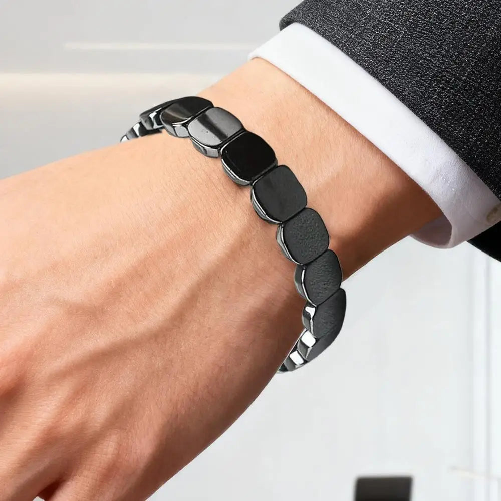 Black Natural HematiteBracelet For Men Reclaim Jewellery Wrist HematiteStone Beaded Healing Bracelet Edge Confidence For Men