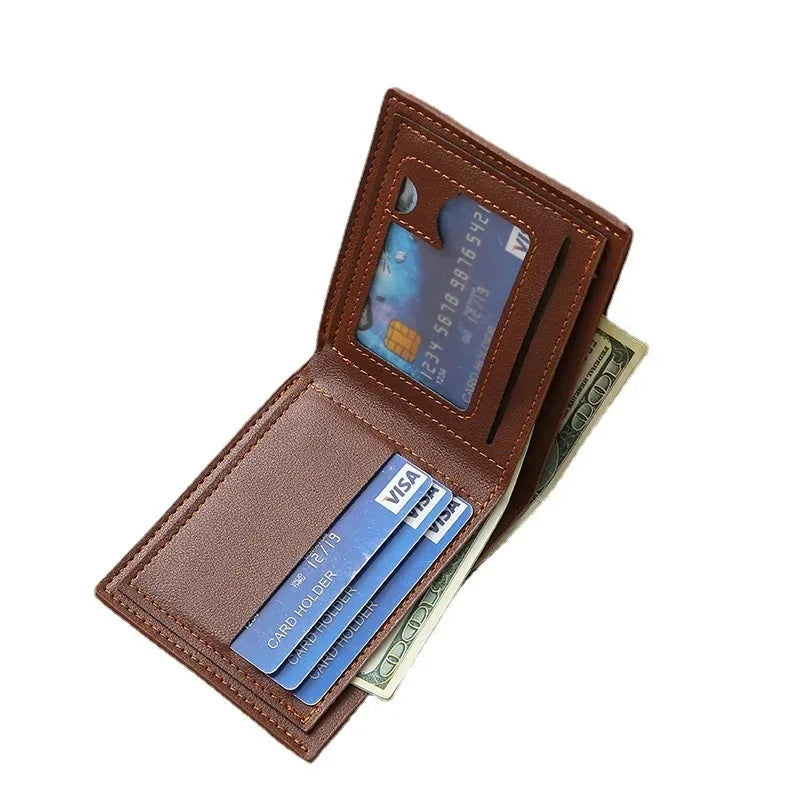 Personalized Custom Name Bifold Short Wallet Casual Lychee Patterned Soft Leather Man's Wallet Multi Card Slot PU Leather Purse